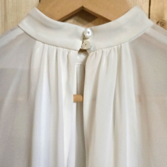 TRINA TURK Rhyme Cocktail Dress, White Halter Sleeveless Sheer Overlay Sz XS NWT - Picture 9 of 12